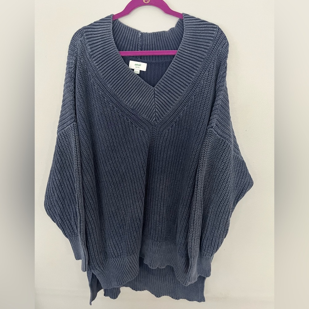 Aerie XXL knit sweater sweatshirt long sleeve gray